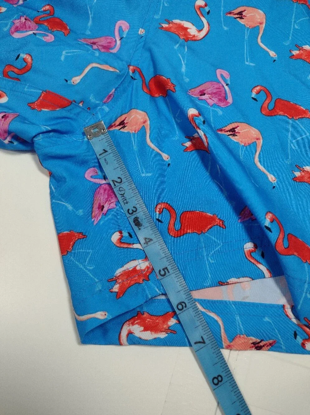 George Men's Blue Flamingo Print Swim Trunks (2XL)